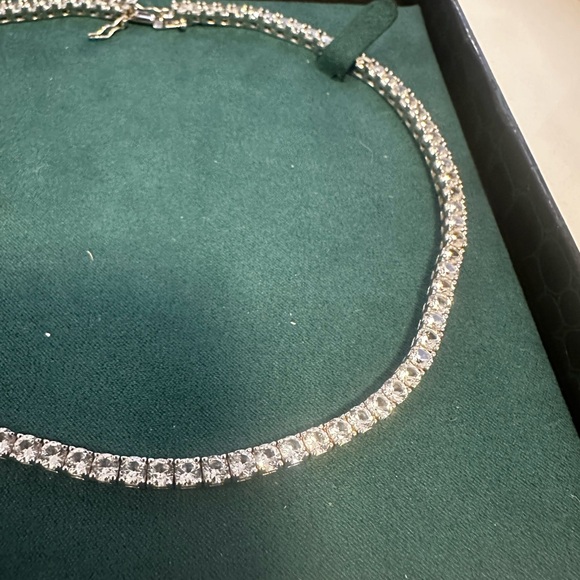 Tennis Necklace 15” DORSEY KATE ROUNDCUT WHITE SAPPHIRE SILVER RIVIÈRE NECKLACE - Picture 9 of 12